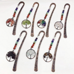 Gemstone Bookmark - Tree of life (chips) with 7 Chakra Sphere - Several stones available for chips
